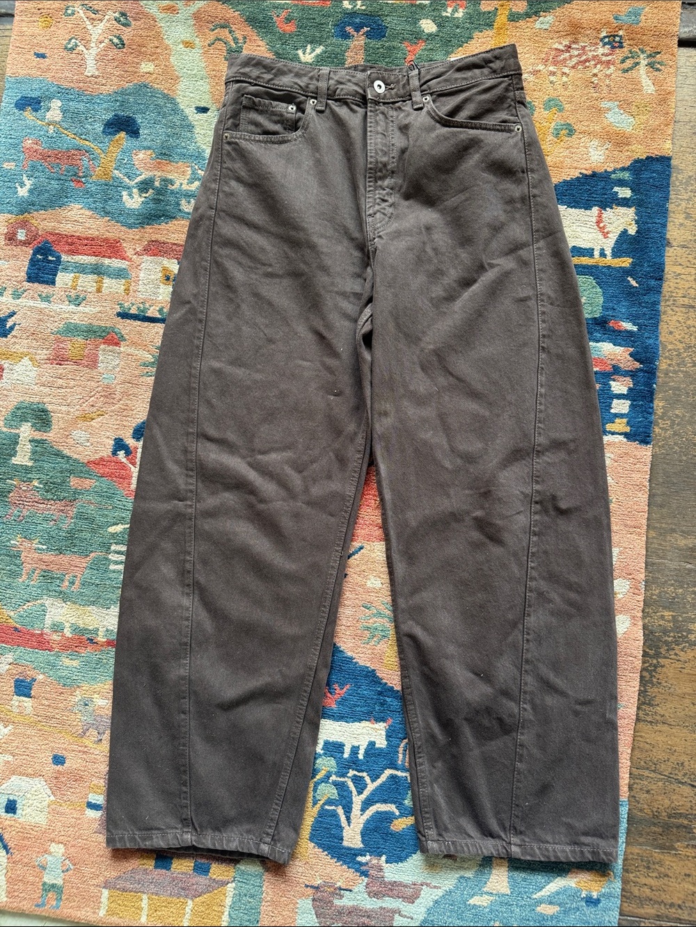 NWT Zara Womens New Baggy Balloon Jeans in chocolate brown
